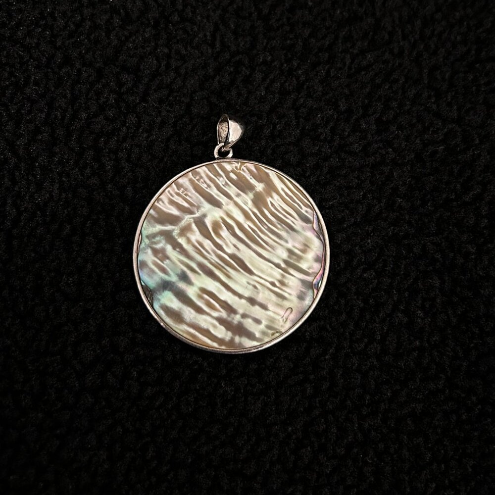 Silver pendant with mother-of-pearl shell, solid 925 silver made in Italy